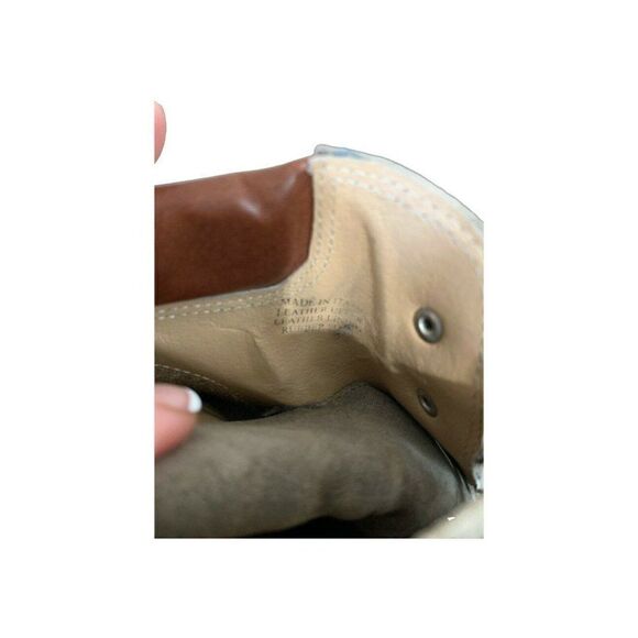 key te womens gray Brown Black taupe ankle wedge Leather booties boots 8.5 Italy - Picture 5 of 6